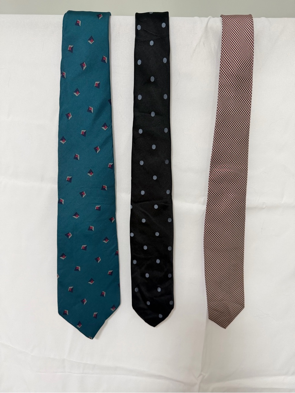 Givenchy Three-Tie Set in Teal, Black, and Brown Micro-Check